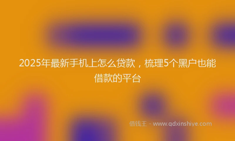 2025年最新手机上怎么贷款，梳理5个黑户也能借款的平台