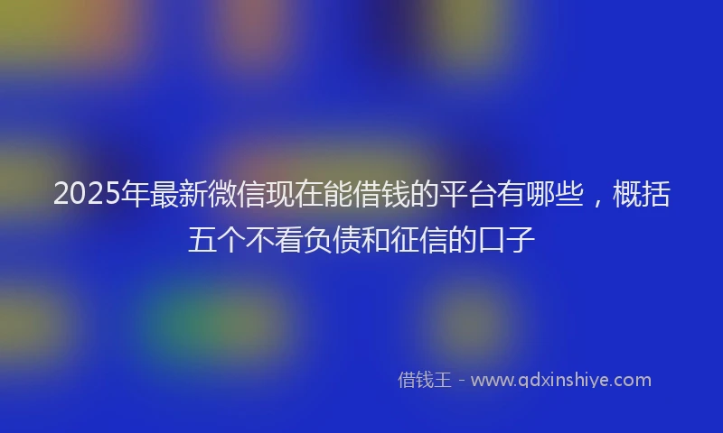 2025年最新微信现在能借钱的平台有哪些，概括五个不看负债和征信的口子
