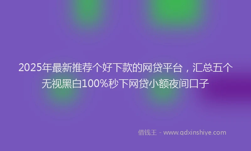 2025年最新推荐个好下款的网贷平台，汇总五个无视黑白100%秒下网贷小额夜间口子