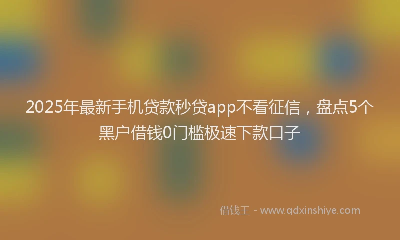 2025年最新手机贷款秒贷app不看征信，盘点5个黑户借钱0门槛极速下款口子