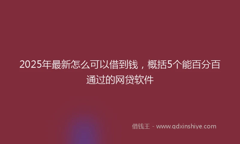 2025年最新怎么可以借到钱，概括5个能百分百通过的网贷软件