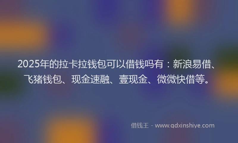 2025年的拉卡拉钱包可以借钱吗有：新浪易借、飞猪钱包、现金速融、壹现金、微微快借等。