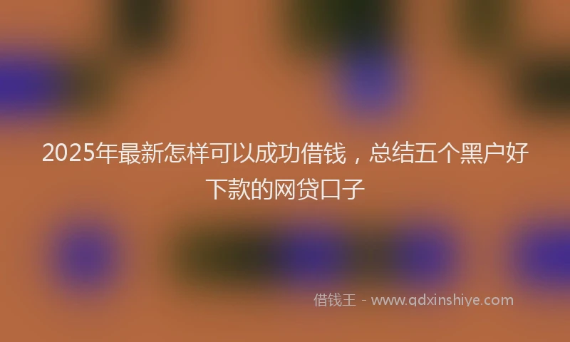 2025年最新怎样可以成功借钱，总结五个黑户好下款的网贷口子