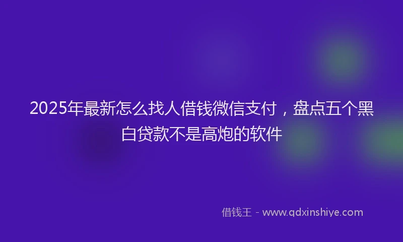 2025年最新怎么找人借钱微信支付，盘点五个黑白贷款不是高炮的软件