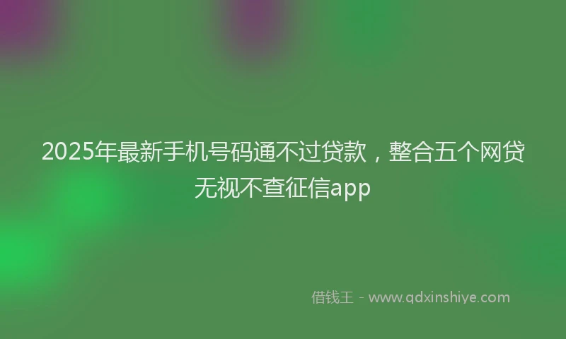 2025年最新手机号码通不过贷款，整合五个网贷无视不查征信app