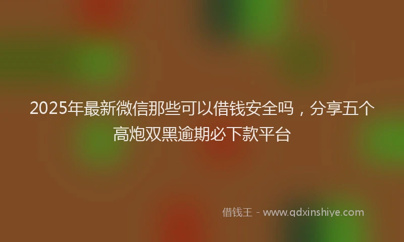 2025年最新微信那些可以借钱安全吗，分享五个高炮双黑逾期必下款平台