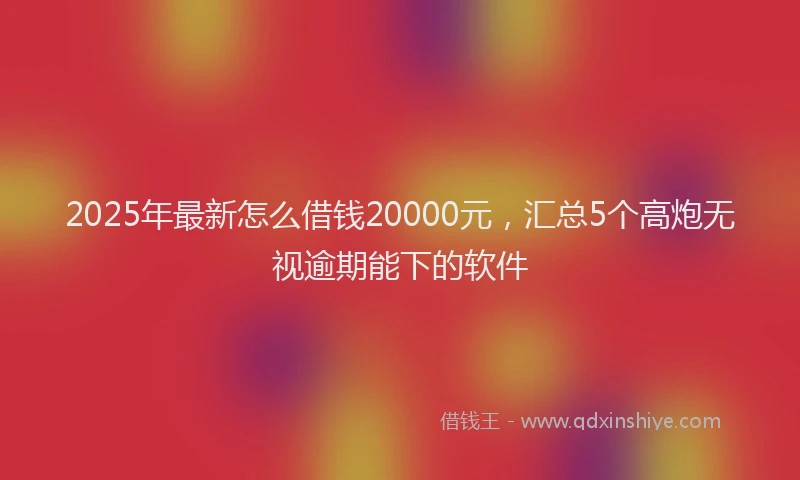 2025年最新怎么借钱20000元，汇总5个高炮无视逾期能下的软件