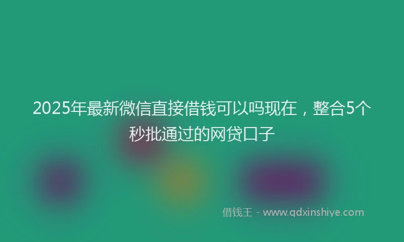 2025年最新微信直接借钱可以吗现在，整合5个秒批通过的网贷口子
