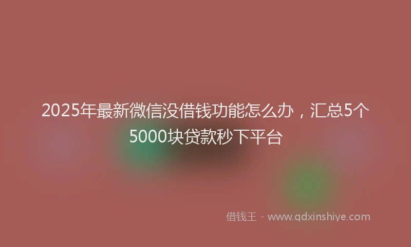 2025年最新微信没借钱功能怎么办，汇总5个5000块贷款秒下平台
