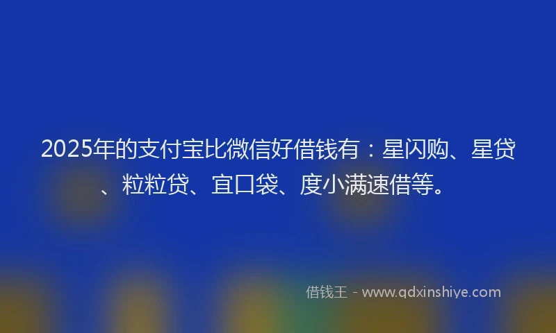 2025年的支付宝比微信好借钱有：星闪购、星贷、粒粒贷、宜口袋、度小满速借等。