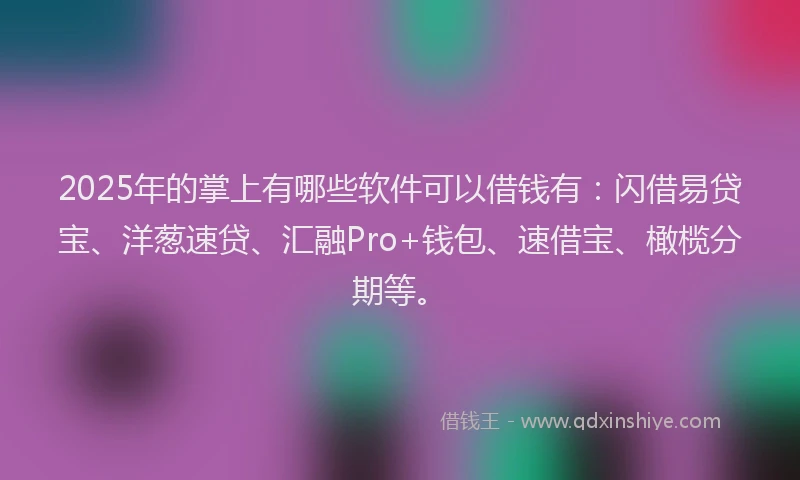 2025年的掌上有哪些软件可以借钱有：闪借易贷宝、洋葱速贷、汇融Pro+钱包、速借宝、橄榄分期等。