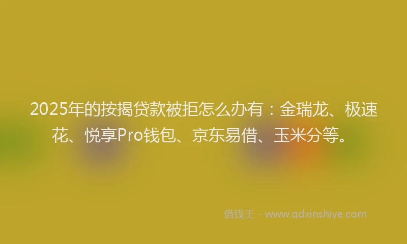 2025年的按揭贷款被拒怎么办有：金瑞龙、极速花、悦享Pro钱包、京东易借、玉米分等。