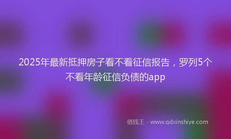2025年最新抵押房子看不看征信报告，罗列5个不看年龄征信负债的app