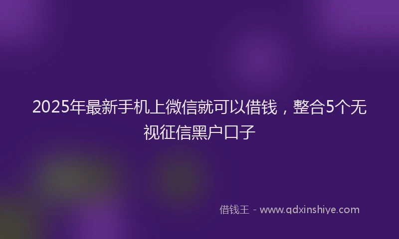 2025年最新手机上微信就可以借钱，整合5个无视征信黑户口子