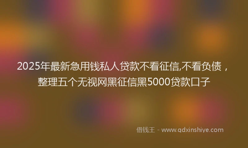 2025年最新急用钱私人贷款不看征信,不看负债，整理五个无视网黑征信黑5000贷款口子