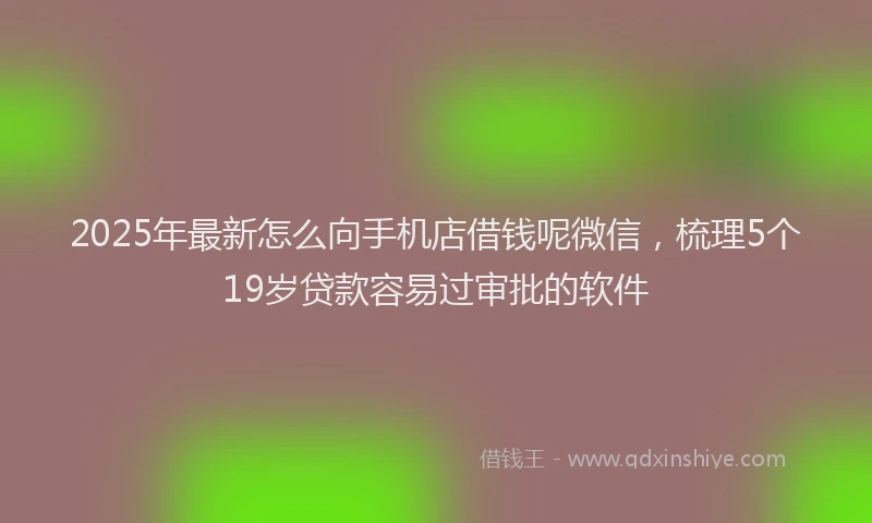 2025年最新怎么向手机店借钱呢微信，梳理5个19岁贷款容易过审批的软件