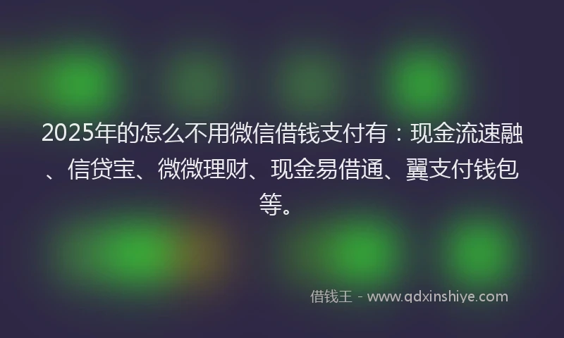 2025年的怎么不用微信借钱支付有：现金流速融、信贷宝、微微理财、现金易借通、翼支付钱包等。