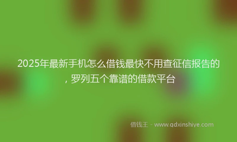 2025年最新手机怎么借钱最快不用查征信报告的，罗列五个靠谱的借款平台
