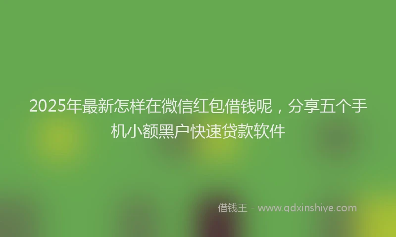 2025年最新怎样在微信红包借钱呢，分享五个手机小额黑户快速贷款软件