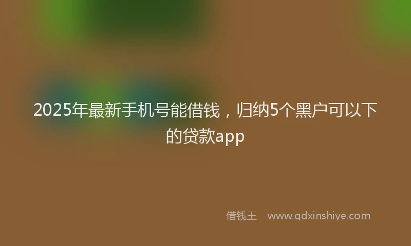 2025年最新手机号能借钱，归纳5个黑户可以下的贷款app
