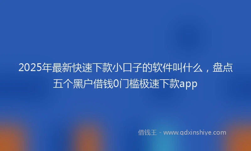 2025年最新快速下款小口子的软件叫什么，盘点五个黑户借钱0门槛极速下款app