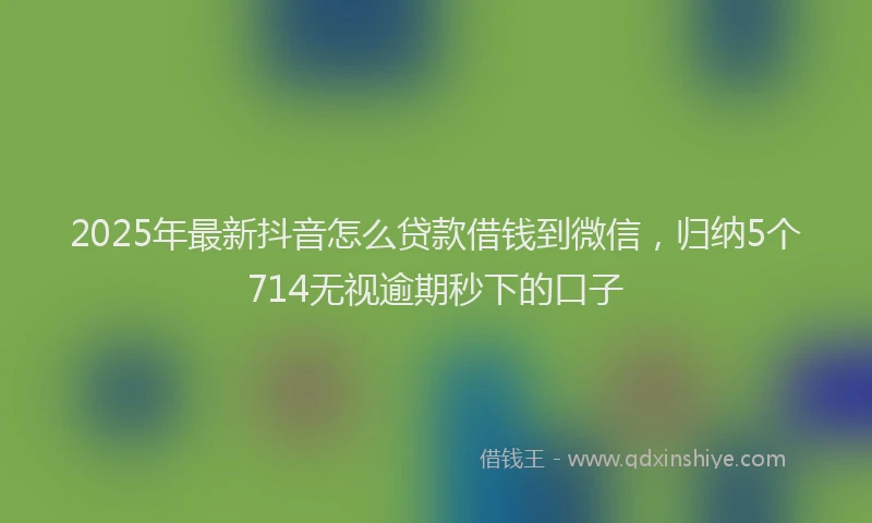 2025年最新抖音怎么贷款借钱到微信，归纳5个714无视逾期秒下的口子