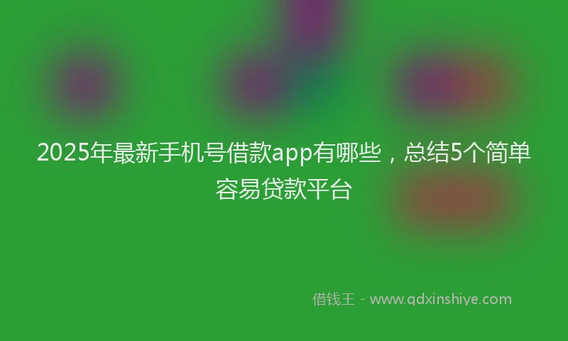 2025年最新手机号借款app有哪些，总结5个简单容易贷款平台