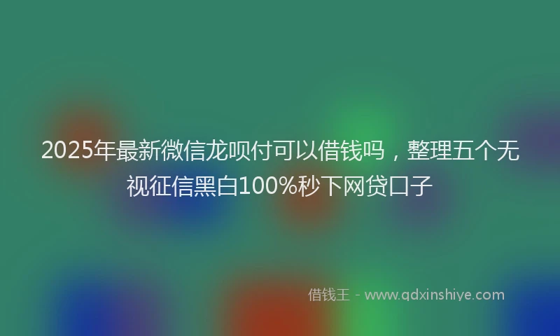 2025年最新微信龙呗付可以借钱吗，整理五个无视征信黑白100%秒下网贷口子