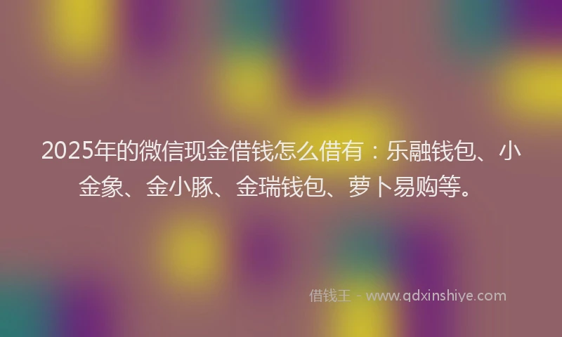 2025年的微信现金借钱怎么借有：乐融钱包、小金象、金小豚、金瑞钱包、萝卜易购等。