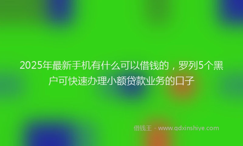 2025年最新手机有什么可以借钱的，罗列5个黑户可快速办理小额贷款业务的口子
