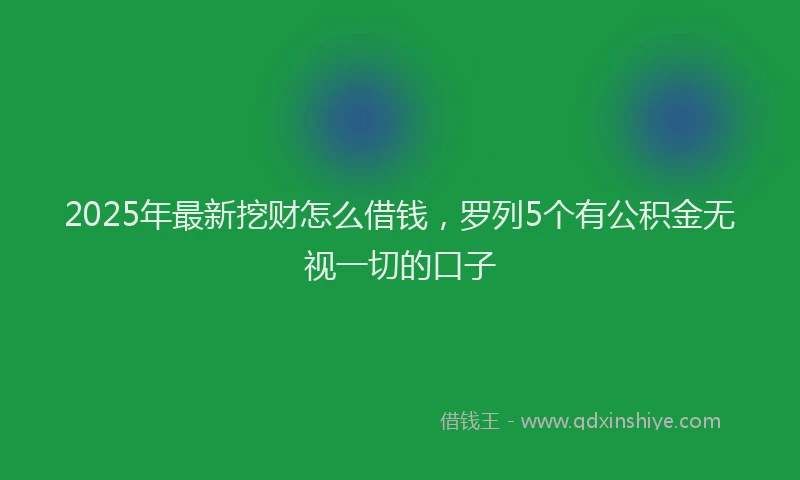 2025年最新挖财怎么借钱，罗列5个有公积金无视一切的口子