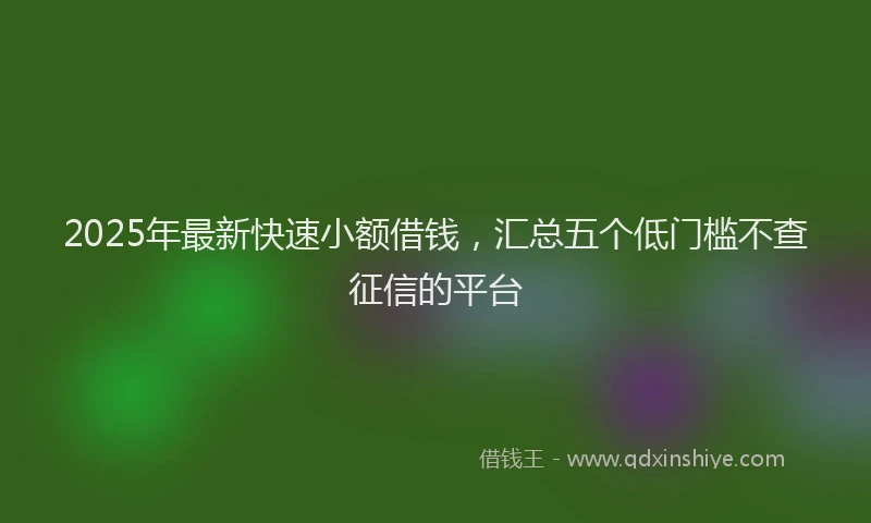 2025年最新快速小额借钱，汇总五个低门槛不查征信的平台