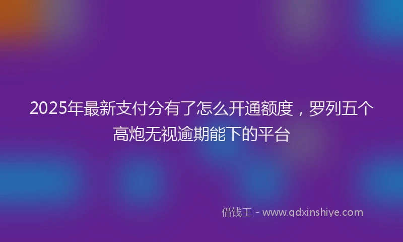 2025年最新支付分有了怎么开通额度，罗列五个高炮无视逾期能下的平台
