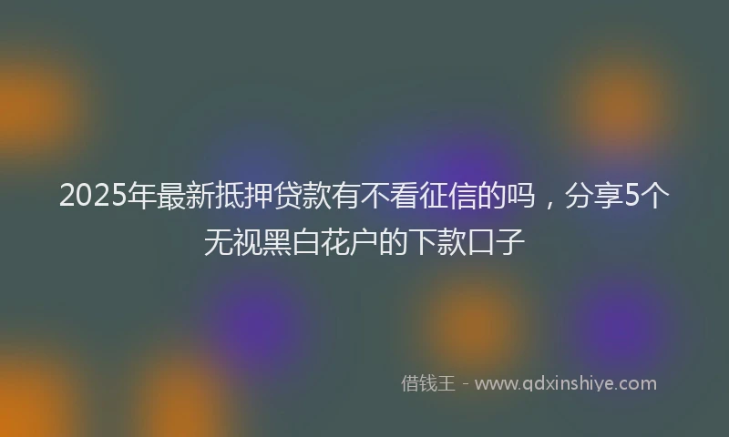 2025年最新抵押贷款有不看征信的吗，分享5个无视黑白花户的下款口子