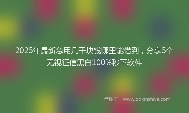 2025年最新急用几干块钱哪里能借到，分享5个无视征信黑白100%秒下软件
