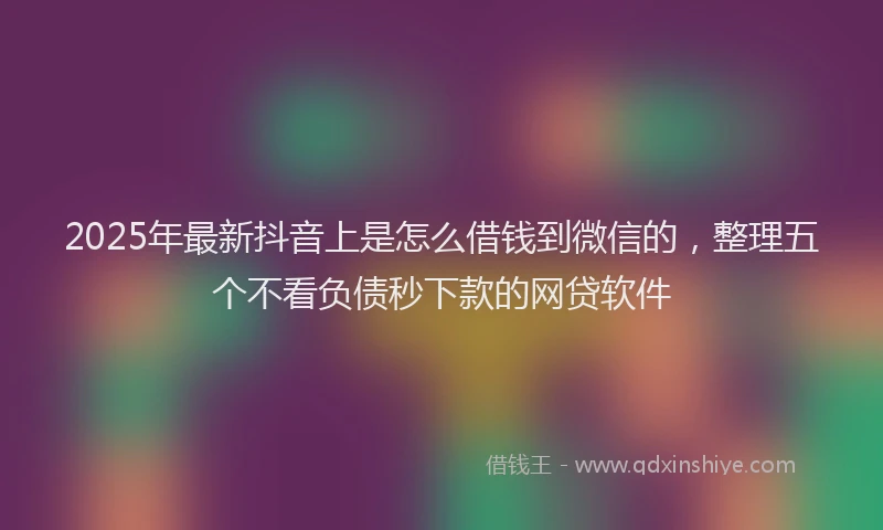 2025年最新抖音上是怎么借钱到微信的，整理五个不看负债秒下款的网贷软件
