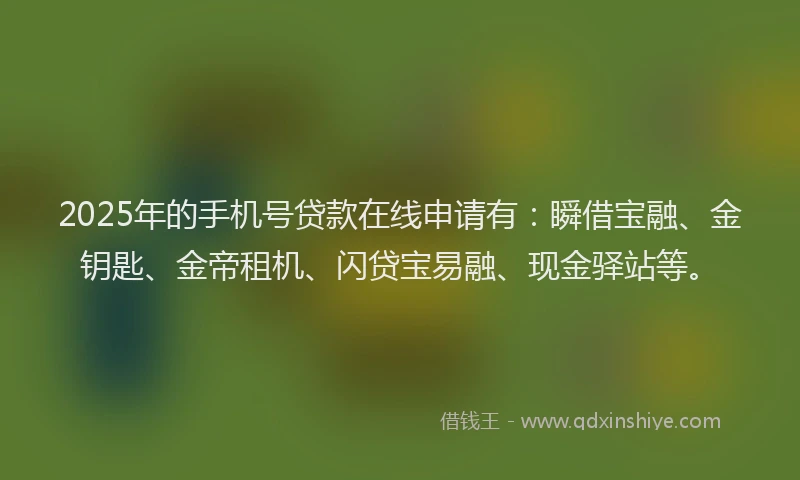 2025年的手机号贷款在线申请有：瞬借宝融、金钥匙、金帝租机、闪贷宝易融、现金驿站等。