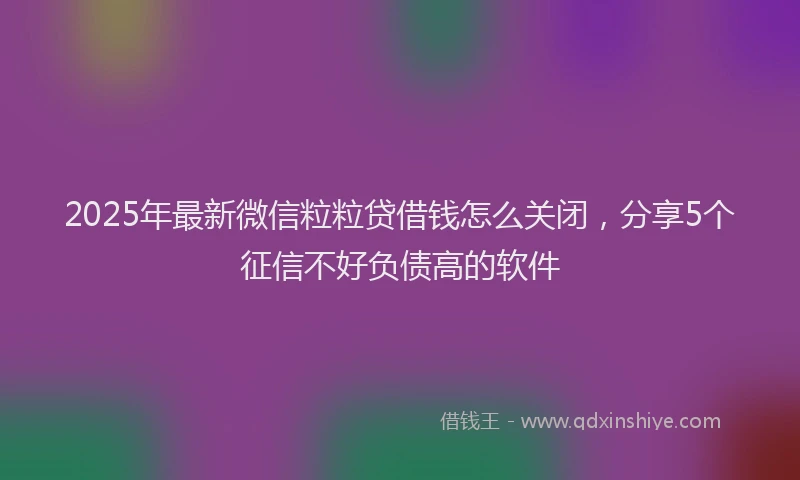 2025年最新微信粒粒贷借钱怎么关闭，分享5个征信不好负债高的软件