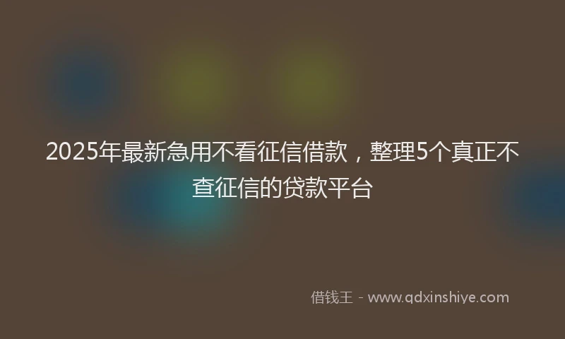 2025年最新急用不看征信借款，整理5个真正不查征信的贷款平台