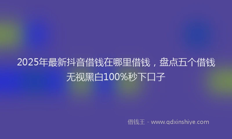 2025年最新抖音借钱在哪里借钱，盘点五个借钱无视黑白100%秒下口子