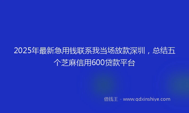 2025年最新急用钱联系我当场放款深圳，总结五个芝麻信用600贷款平台