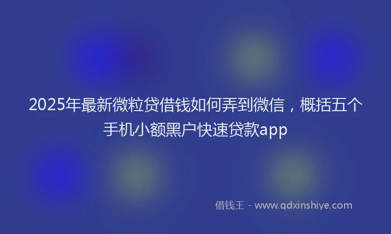 2025年最新微粒贷借钱如何弄到微信，概括五个手机小额黑户快速贷款app
