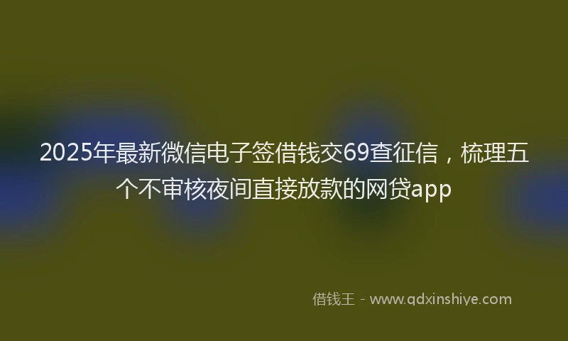 2025年最新微信电子签借钱交69查征信，梳理五个不审核夜间直接放款的网贷app