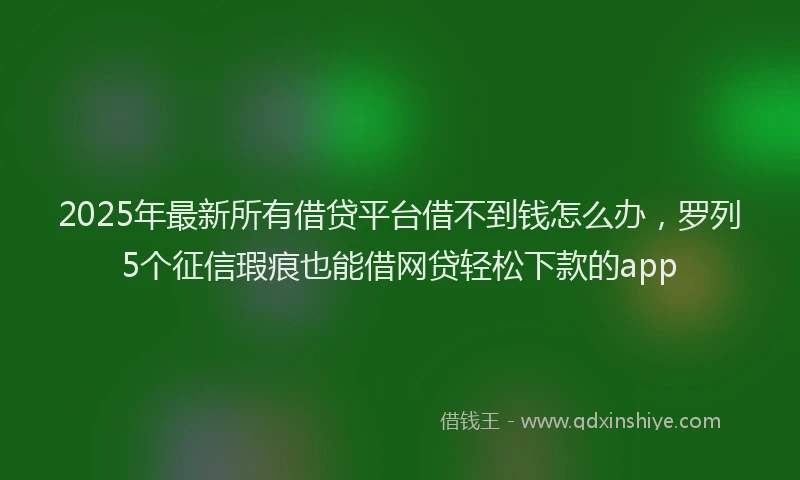 2025年最新所有借贷平台借不到钱怎么办，罗列5个征信瑕疵也能借网贷轻松下款的app