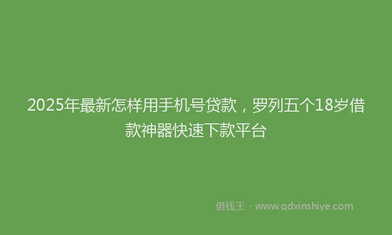 2025年最新怎样用手机号贷款，罗列五个18岁借款神器快速下款平台