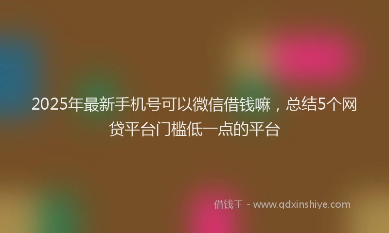 2025年最新手机号可以微信借钱嘛，总结5个网贷平台门槛低一点的平台
