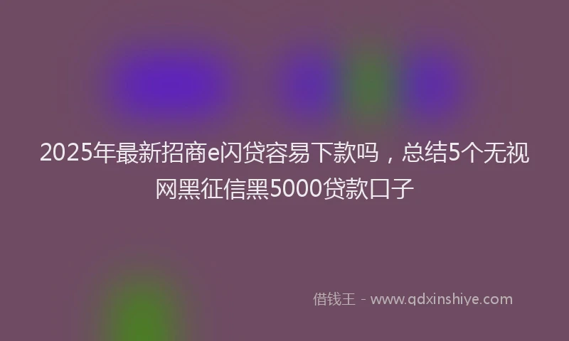 2025年最新招商e闪贷容易下款吗，总结5个无视网黑征信黑5000贷款口子