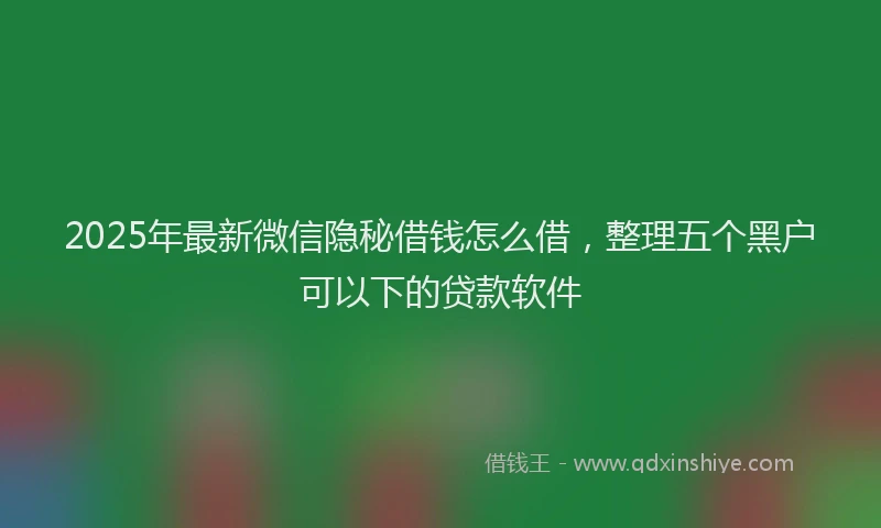2025年最新微信隐秘借钱怎么借，整理五个黑户可以下的贷款软件