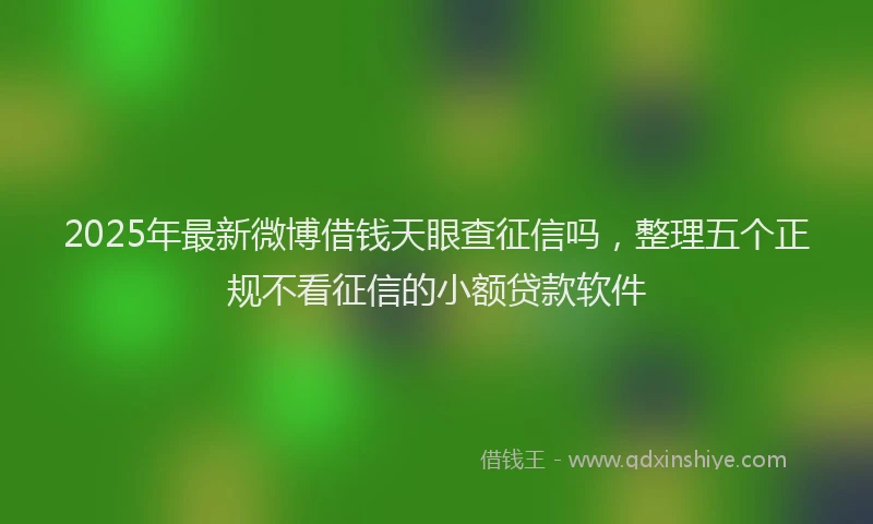2025年最新微博借钱天眼查征信吗，整理五个正规不看征信的小额贷款软件
