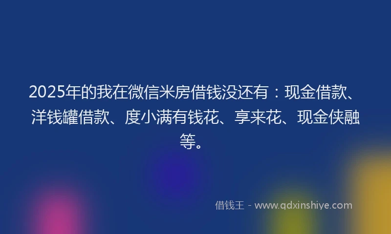 2025年的我在微信米房借钱没还有：现金借款、洋钱罐借款、度小满有钱花、享来花、现金侠融等。